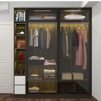 Tủ quần áo cánh nhôm kính lùa 01 sang chảnh - Freeship
