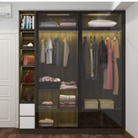 Tủ quần áo cánh nhôm kính lùa 01 sang chảnh - Freeship