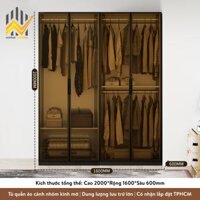 Tủ quần áo cánh nhôm kính mờ MDF lõi xanh nhiều kích thước