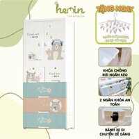Tủ Quần Áo Cho Bé HOLLA 5 Tầng Hoạt Hình, Nhựa PP Cao cấp,1 Ngăn Treo 5 Ngăn Kéo, Khóa An Toàn, Có Bánh Xe HL-09193