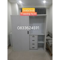 Tủ quần áo cửa lùa nhựa đài loan ngang 1m6