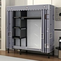 Tủ Quần Áo Đơn Giản Gia Dụng Phòng Ngủ Khung Thép Dày Ống Thép Lắp Ráp Tủ Quần Áo Vải Cho Thuê Phòng Tủ Bền Chắc