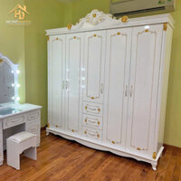 Tủ Quần Áo Gỗ 5 Cánh Hoàng Gia Chạm Hoa Văn