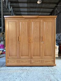 Tủ Quần Áo Gỗ Cao Su Phủ Gõ Đỏ