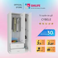 Tủ quần áo gỗ hiện đại SMLIFE Cybele   Gỗ MDF dày 17mm chống ẩm  D90xR45xC180cm - Trắng