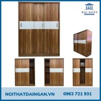 TỦ QUẦN ÁO GỖ MDF CỬA LÙA RUỘT XANH CHỐNG ẨM DÀY 17MM 4800