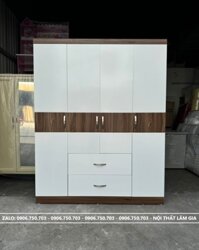 TỦ QUẦN ÁO GỖ MDF NGANG 1M6 CAO CẤP