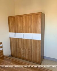 TỦ QUẦN ÁO GỖ MDF NGANG 1M6 CAO CẤP VÀNG SỌC TRẮNG