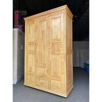 TỦ QUẦN ÁO GỖ THÔNG 3 CÁNH HÀNG CÓ SẴN GIAO NHANH NHẬN LIỀN MÀU VÀNG