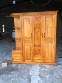 Tủ quần áo gỗ thông có kệ ngoài