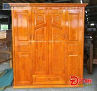 Tủ quần áo gỗ thông ghép 4 cánh - màu