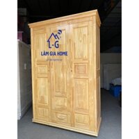Tủ quần áo gỗ thông tự nhiên cao cấp Lâm Gia Rộng 1m4 Cao 2m15 Sâu 55cm tại HCM