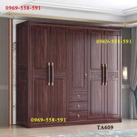 Tủ quần áo gỗ tự nhiên TA609 màu vàng đen hiện đại