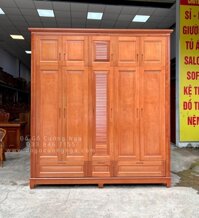 Tủ quần áo gỗ xoan đào 5 cánh - 2 tầng lá sách