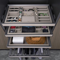 Tủ Quần Áo Kéo Giỏ Có Thể Thu Vào Đa Năng Quần Giá Trượt Đường Sắt Hộ Gia Đình Áo Choàng Kéo Ra Phụ Kiện Phần Cứng Da Hộp Trang Sức