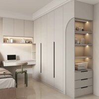 Tủ quần áo kết hợp bàn học, tủ sách đa năng theo phong cách hiện đại tối giản - TA-08