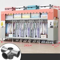 Tủ quần áo lắp ráp Tủ Vải Khung thép hợp kim 20MM CHỐT NỐI THÉP tủ quần áo đơn giản cho thuê nhà lưu trữ tugiaketreo