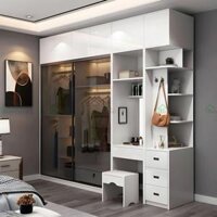 TỦ QUẦN ÁO NHÔM KÍNH CỬA LÙA TK35