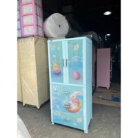 TỦ QUẦN ÁO NHỰA DUY TÂN 2 CÁNH 3 NGĂN KÉO MÀU XANH HÌNH CÁ HEO
