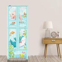 Tủ quần áo nhựa Duy Tân Wing 4C-1N 70 x 50 x 185cm (Xanh ngọc - Hình cá)