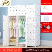 Tủ quần áo nhựa lắp ghép đa năng 12 ô sâu 47 CM ( cửa Kẻ Trắng- Kẻ Trắng)