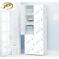 Tủ quần áo nhựa lắp ghép đa năng 10 ô sâu 47 CM ( cửa Lông Vũ- Lông Vũ)