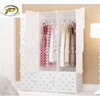 Tủ quần áo nhựa lắp ghép đa năng 12 ô sâu 37 CM ( cửa Kẻ Trắng- Kẻ Trắng)