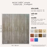 Tủ quần áo nhựa Ngọc Diệp 4 CÁNH 2 NGĂN KÉO SE4C175-2NK - Cao 1m75 - Nhựa lõi gỗ - Giao lắp bởi shop