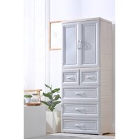 Tủ quần áo trẻ em 5 tầng, tủ nhựa lắp ghép vân gỗ đựng đồ em bé