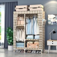 Tủ quần áo tủ đựng quần áo vải khung gỗ 2 buồng GỖ BỌC NHỰA Loại 1 Có lót Vải tủ quần áo chống ẩm