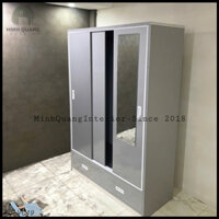 Tủ Quần Áo, Tủ Nhựa Đài Loan 1m2 3 Cánh Cửa Lùa, 2 Hộc Kéo, Nhận Đặt Theo Yêu Cầu - Nội Thất Minh Quang