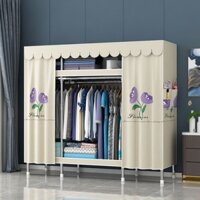 Tủ quần áo Tủ Vải Khung thép titan inox cao cấp, tủ đựng quần áo vải đựng quần áo Tủ treo quần cỡ lớn Tuvaikhunggo