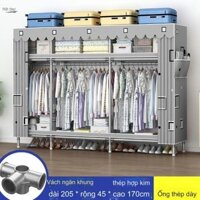 Tủ quần áo Tủ Vải Khung thép titan inox cao cấp, tủ đựng quần áo vải đựng quần áo Tủ treo quần cỡ lớn Tủ vải Cỡ Lớn