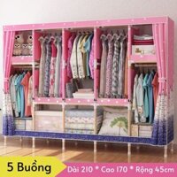 Tủ Quần áo Tuvaicaocap Tủ Vải Khung Gỗ Bọc Nhựa , Tủ Đựng Quần Áo Vải 3 Buồng Có Thể Gấp Gọn Tủ Treo quần áo