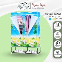 Tủ Quần Áo Vải 2 Buồng, Tủ Vải lắp ghép Thiên Nam Sơn, Kích thước 1M/1M2, Loại có giá đựng giày - Ngân Nga Shop