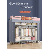 Tủ quần áo vải tủ vải Khung Thép CHỐT NỐI THÉP 5 buồng cỡ lớn treo quần áo lắp ráp đa năng , tủ đựng quần áo vải
