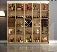 Tủ rượu cánh kính khung nhôm màu vàng TU19
