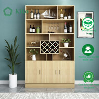 Tủ Rượu Gỗ Đặt Sàn Trang Trí Kèm Gía Treo Ly - Gỗ MDF 15mm Cốt Xanh Chống Ảm KIKO TR 018