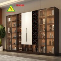 Tủ rượu gỗ MDF cánh kính TRK302 ( tủ không đèn) - VĐ Smart Furrniture NỘI THẤT LẮP RÁP VIENDONGADV