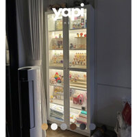 Tủ Sách Cánh Kính 6 Tầng Tích Hợp Đèn LED 80x30x202cm Decor Phòng Làm Việc, Phòng Khách Yapi-620