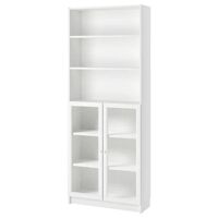 TỦ SÁCH CÓ CỬA KÍNH BILLY / OXBERG IKEA - TRẮNG 80x30x202 cm