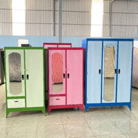Tủ sắt 2 cánh đựng quần áo có khóa giá rẻ- tủ nhôm kính đựng đồ gia đình HCM