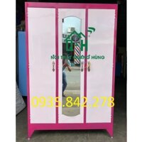 TỦ SẮT 3 CÁNH SƠN DẦU MÀU HỒNG CAO CẤP HCM