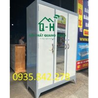 TỦ SẮT 3 CÁNH SƠN DẦU MÀU XÁM