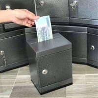 Tủ Sắt Mini - Tủ Tiết Kiệm KHÓA CHÌA (Màu Đen Bạc) - Loại 1