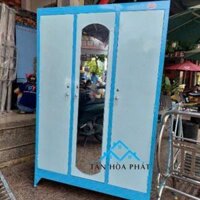 Tủ sắt quần áo 3 cánh 1m2x1m8 màu xanh Nội Thất Tân Hòa Phát