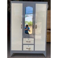 TỦ SẮT QUẦN ÁO 3 CÁNH 2 HỘC ÂM MÀU XÁM- XINH