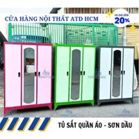 Tủ sắt quần áo 3 cánh giá rẻ - tủ sắt đựng quần áo sơn dầu dày dặn hcm bình dương đồng nai.