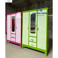 TỦ SẮT QUẦN ÁO 3 CÁNH GIÁ RẺ 1M8X1M2X45 MÀU XÁM TS3C-01