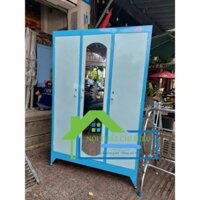 Tủ sắt quần áo 3 cánh ngang 1m2 cao 1m8 màu xanh Nội Thất Chí Hiếu